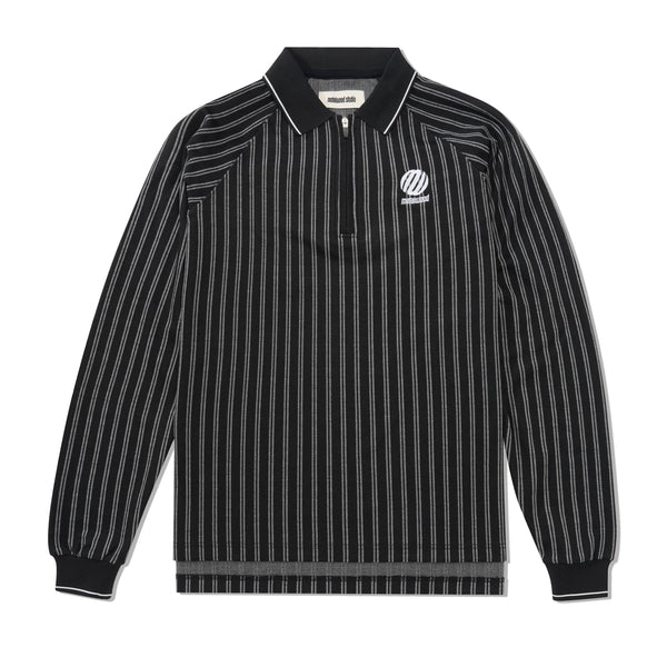 Metalwood Ribbed L/S Polo, Black