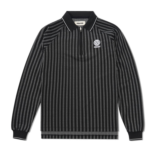 Ribbed L/S Polo, Black