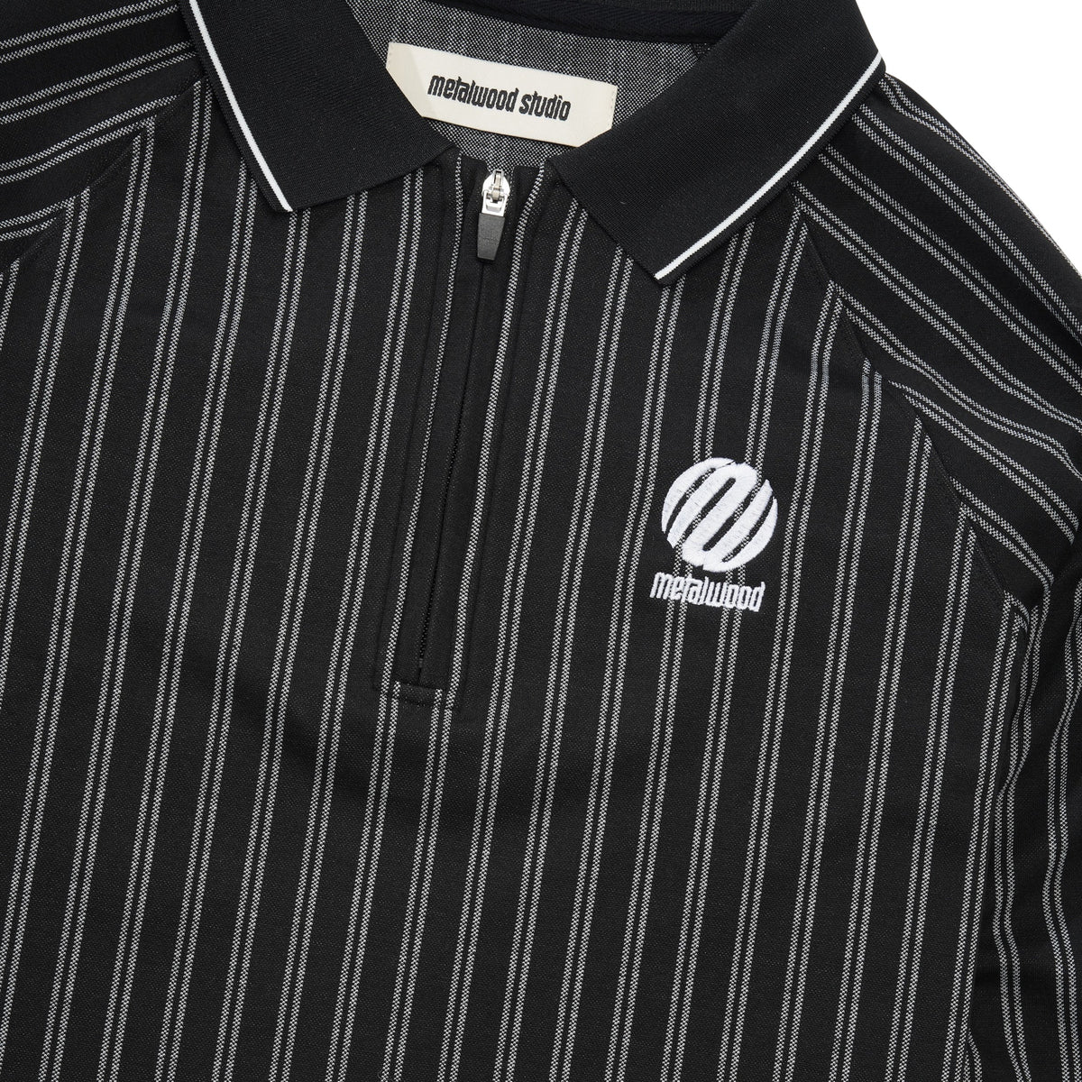 Ribbed L/S Polo, Black