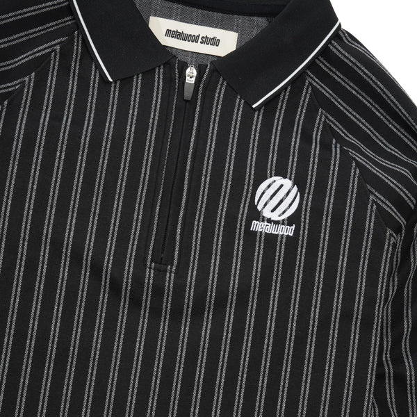 Metalwood Ribbed L/S Polo, Black
