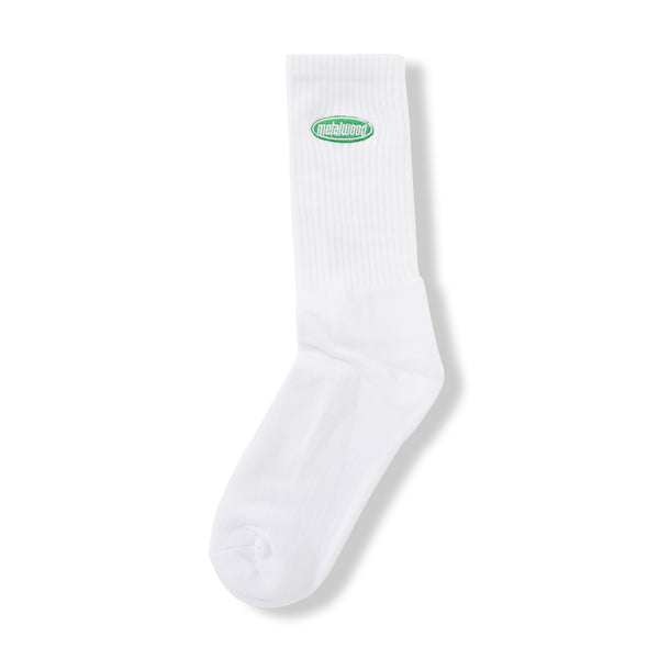 Metalwood Oval Logo Crew Sock, White