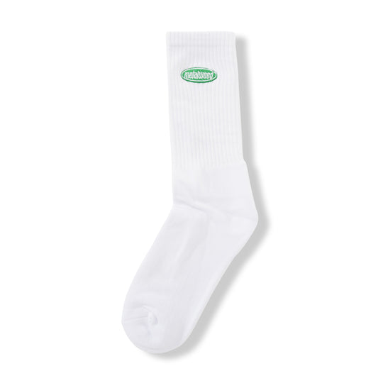 Oval Logo Crew Sock, White