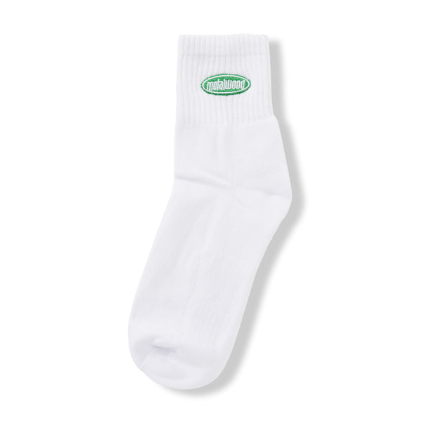 Metalwood Oval Logo Quarter Sock, White