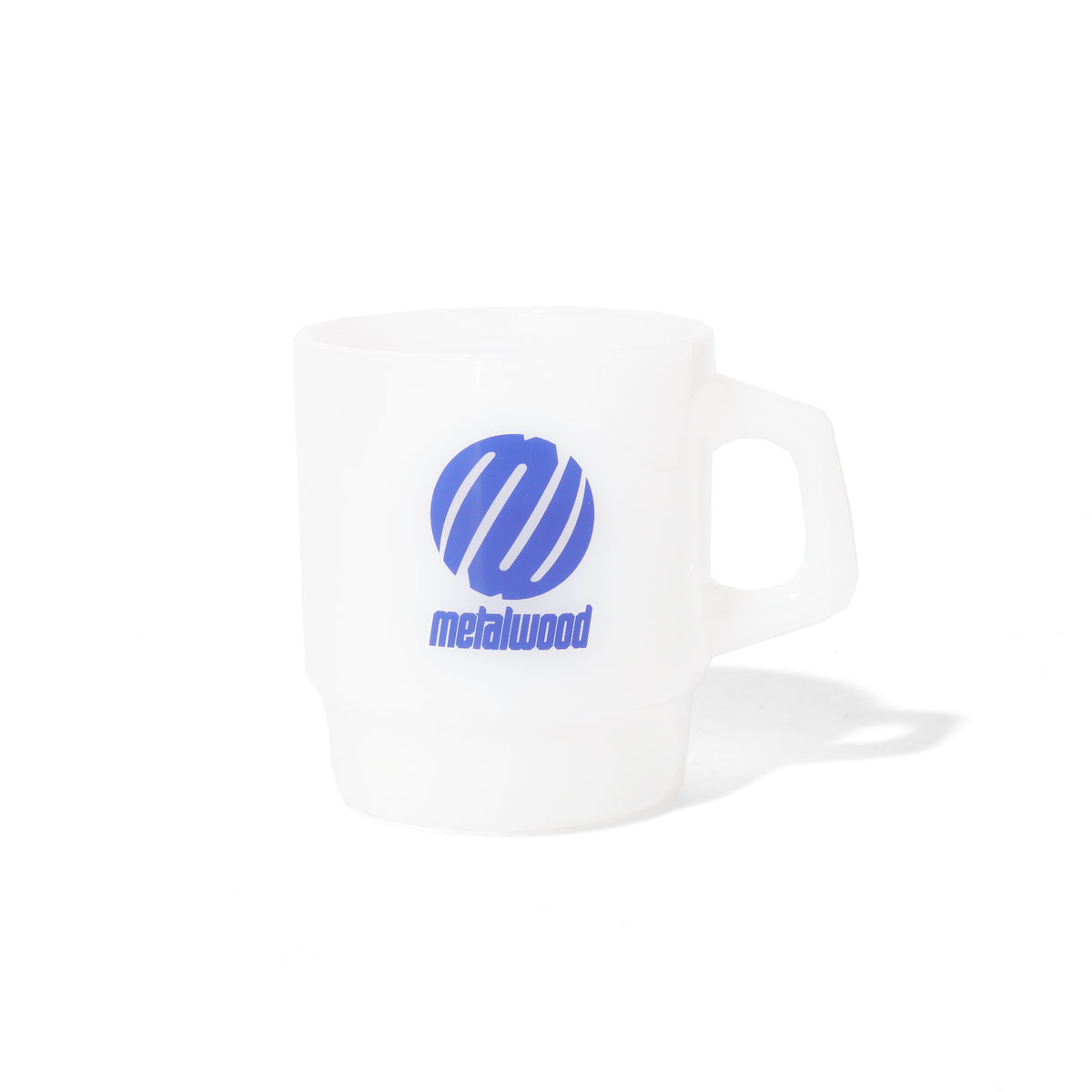 Metal Logo Milk Glass Mug, White