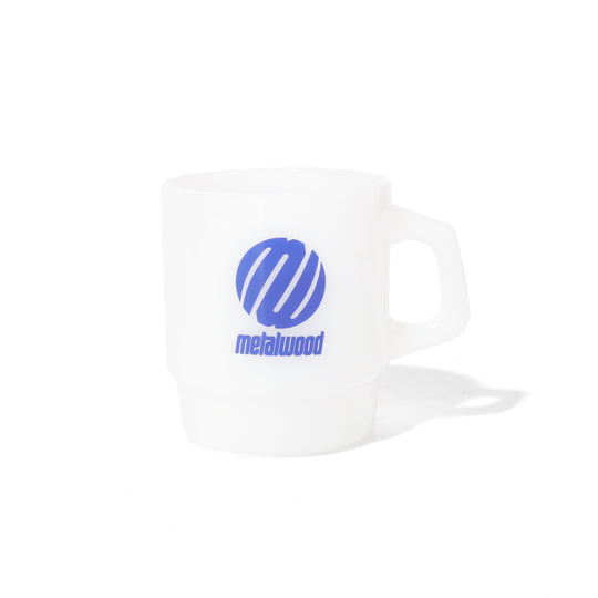 Metal Logo Milk Glass Mug, White