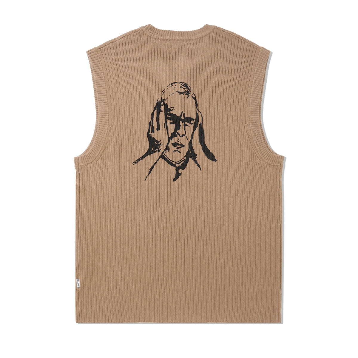 Ribbed Knit Vest, Sand