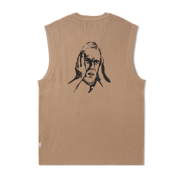 Hoddle Ribbed Knit Vest, Sand