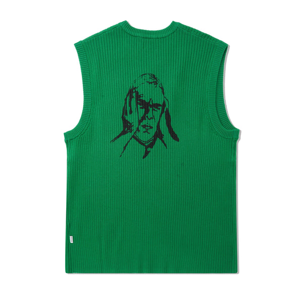 Hoddle Ribbed Knit Vest, Forest Green