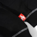 Script Contrast Stitch Pullover Hood, Black