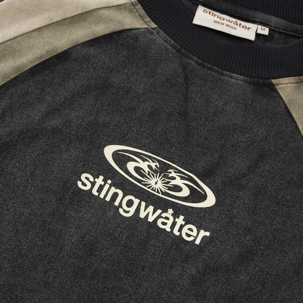Stingwater Moses Panelled Long Sleeve Shirt, Acid Black / Grey