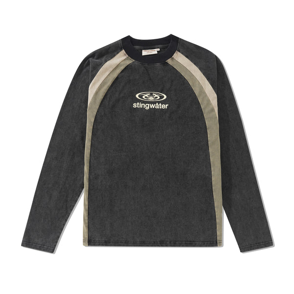 Stingwater Moses Panelled Long Sleeve Shirt, Acid Black / Grey