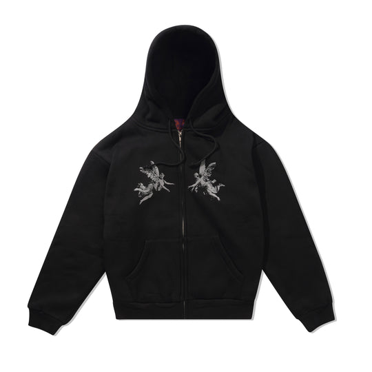 Angel Zip-Thru Pullover Hood, Black