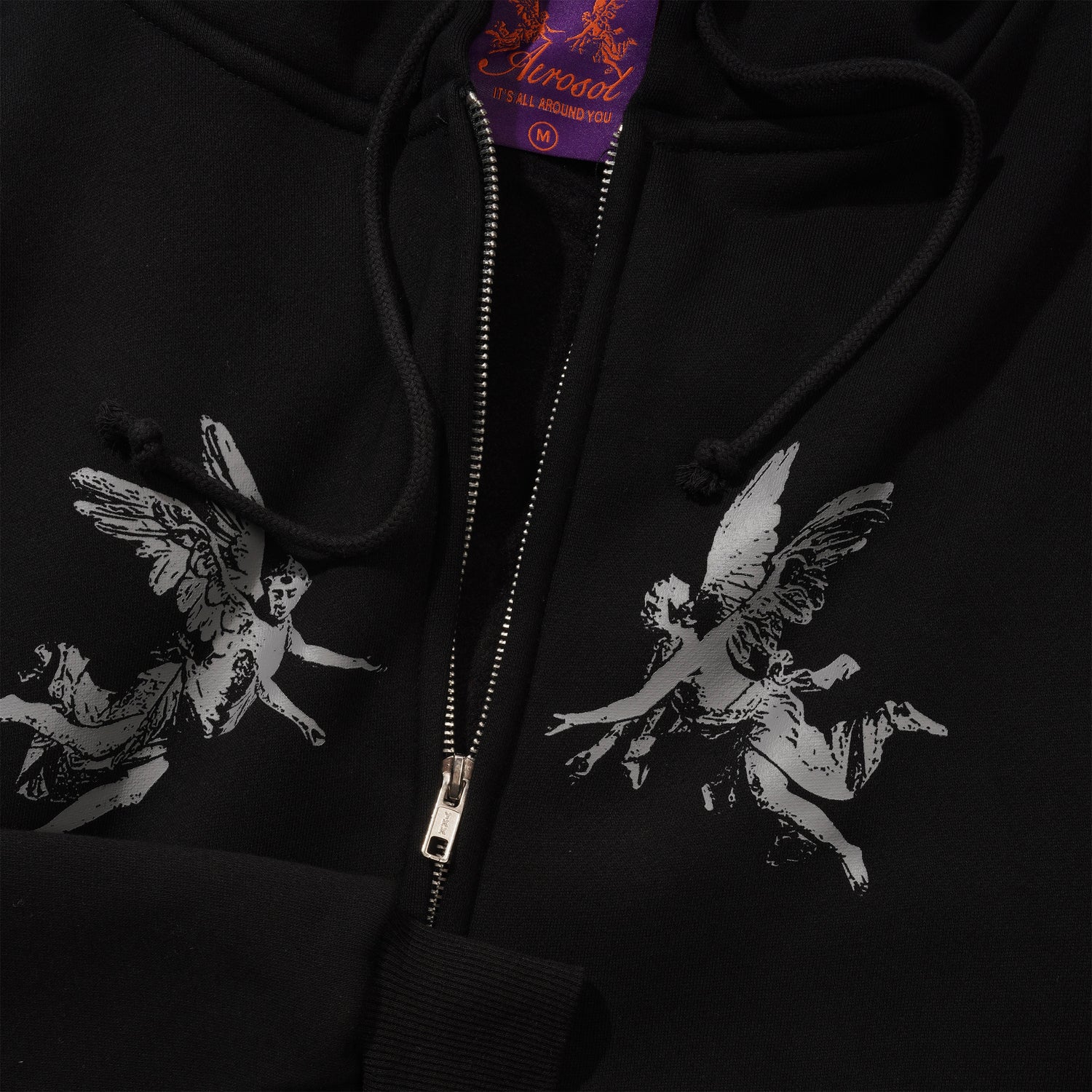Angel Zip-Thru Pullover Hood, Black