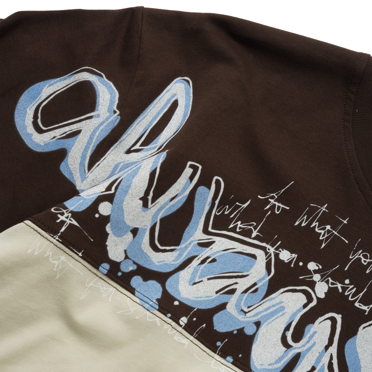Waza Panelled Tee, Cream / Brown