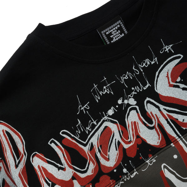 Always Do What You Should Do Waza Panelled Tee, Grey / Black