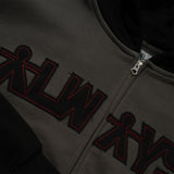 Human Applique Zip Up Hoodie, Black