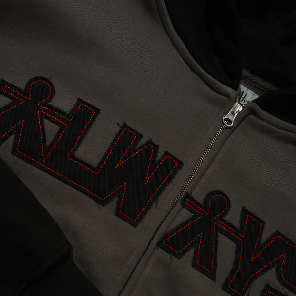 Always Do What You Should Do Human Applique Zip Up Hoodie, Black
