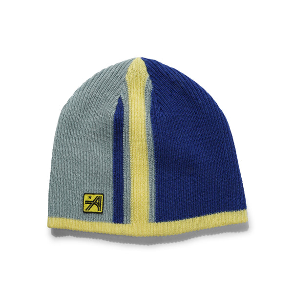 Always Do What You Should Do Stripe Beanie, Blue / Yellow
