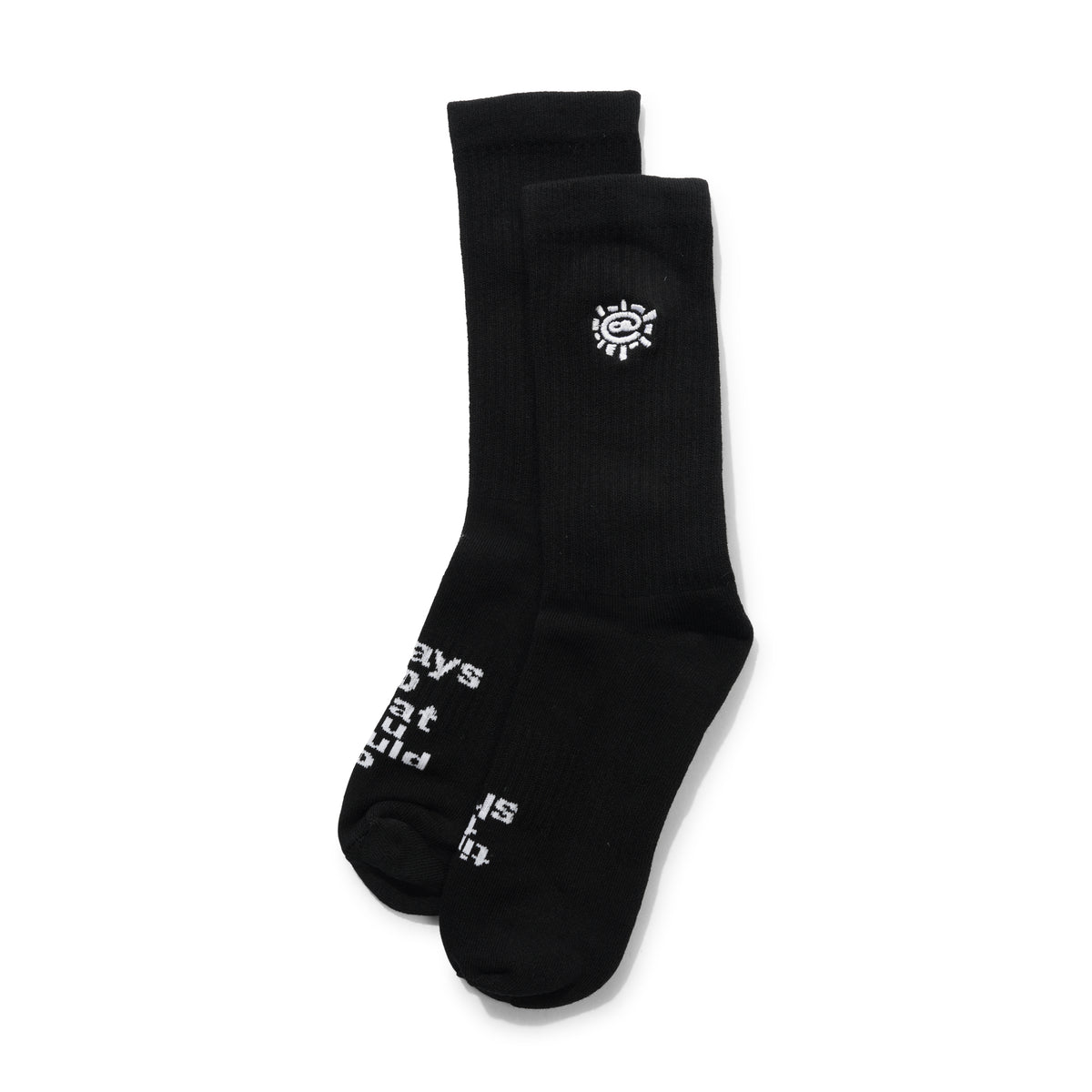 Mini Embroided @Sun Sock, Black