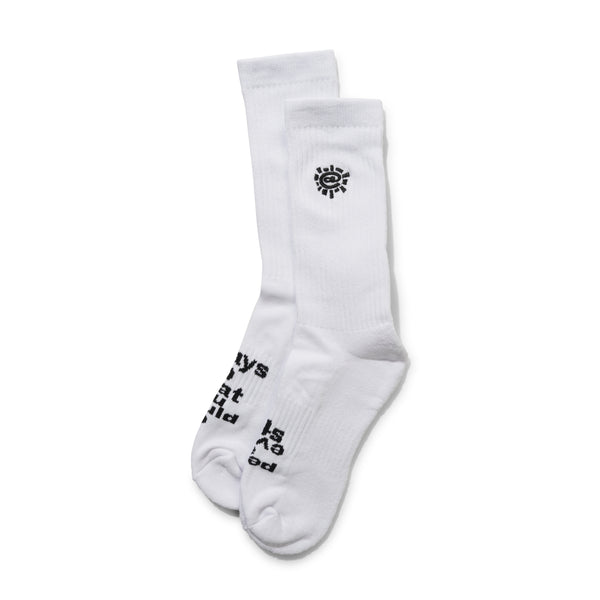 Always Do What You Should Do Mini Embroided @Sun Sock, White