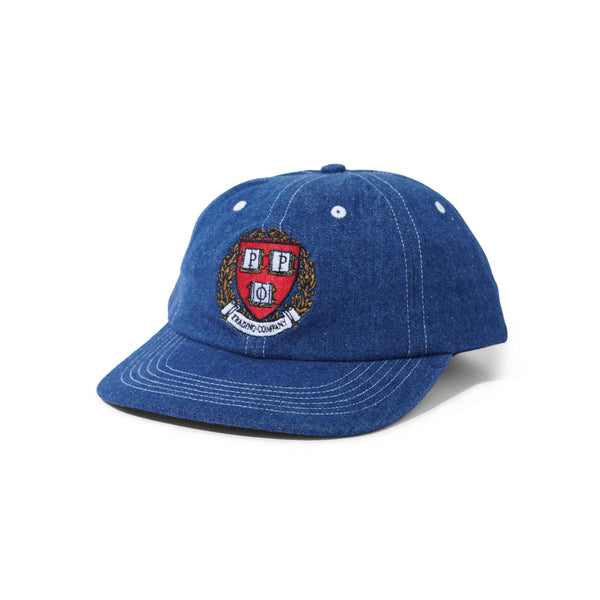 POP Trading Company Crest Sixpanel Hat, Rinsed Denim