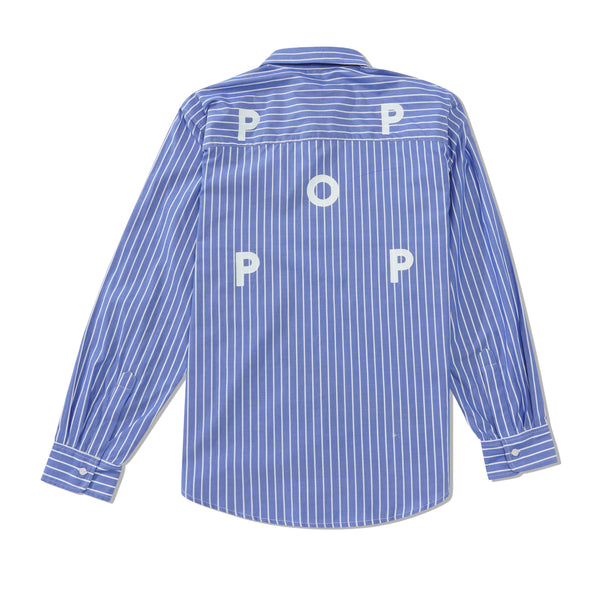 POP Trading Company Logo Striped Shirt, Blue