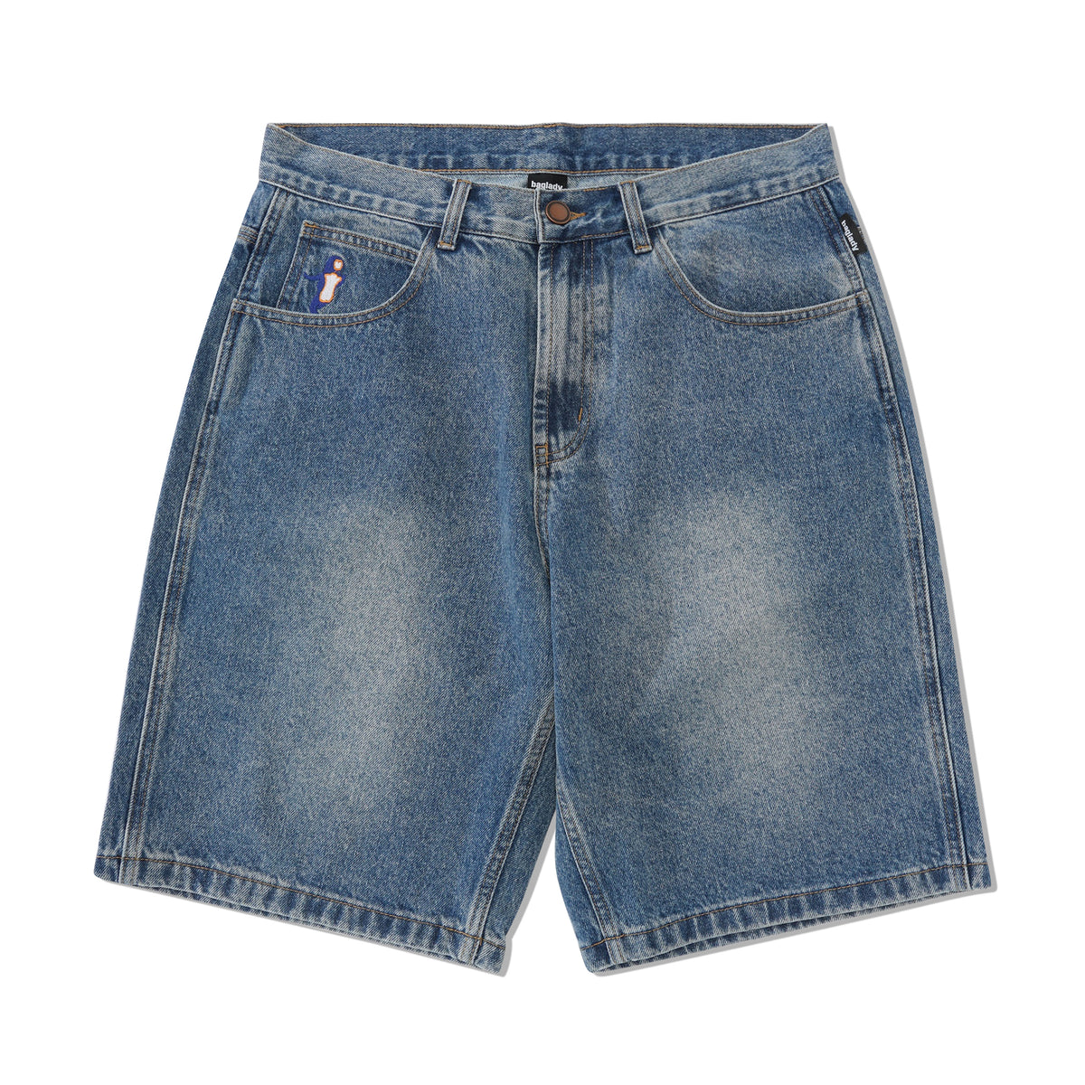 Warped Denim Shorts, Acid Wash