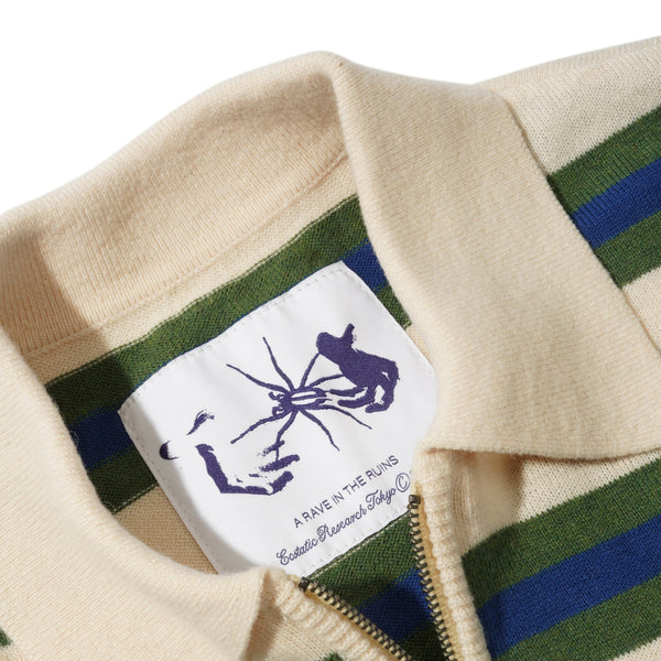 Ecstatic Research Border Polo Knit, White