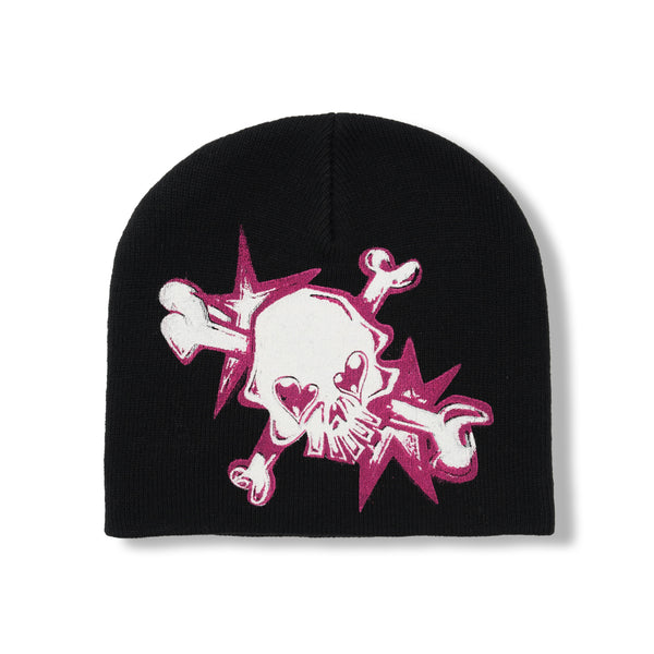 Personal Skullstar Beanie, Black / Pink
