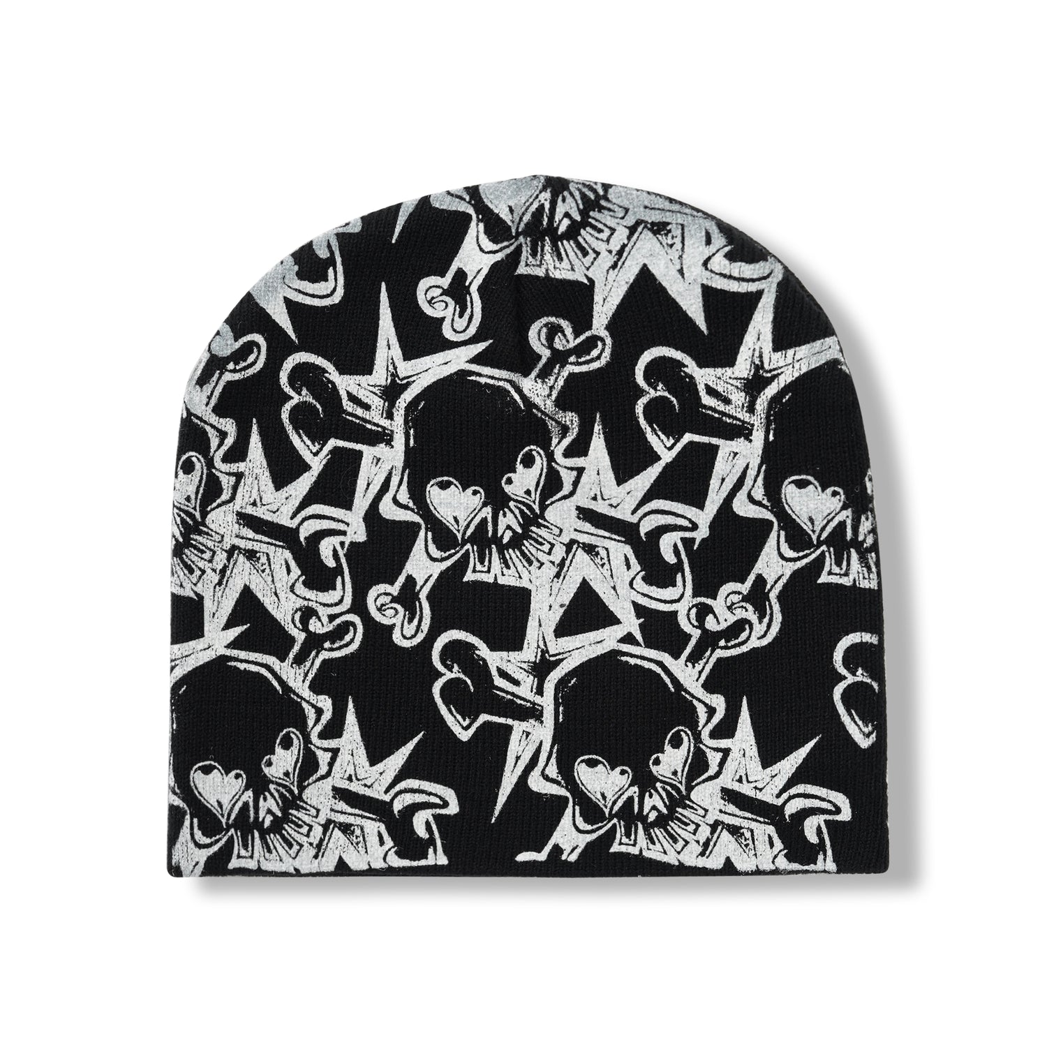 Skullstar AOP Beanie, Black / White