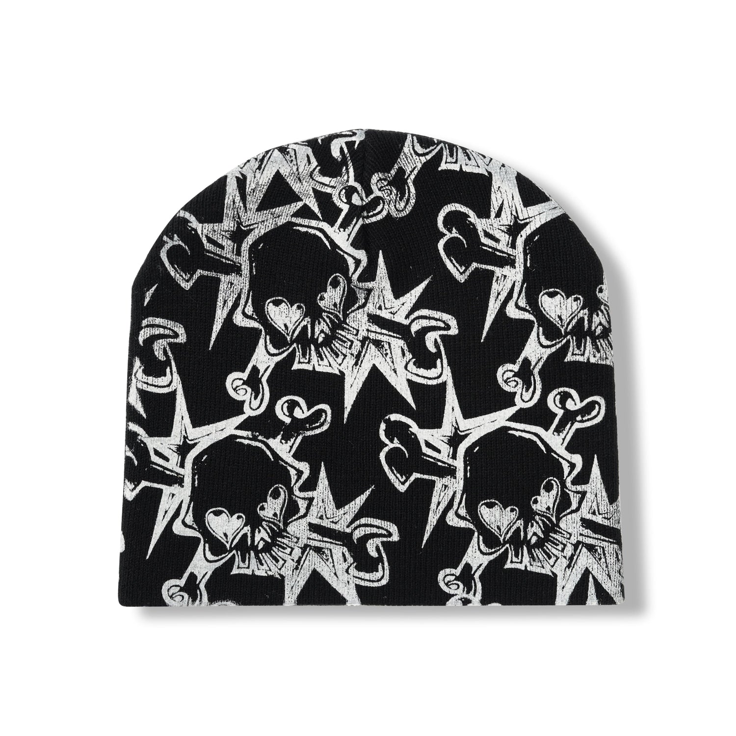Skullstar AOP Beanie, Black / White