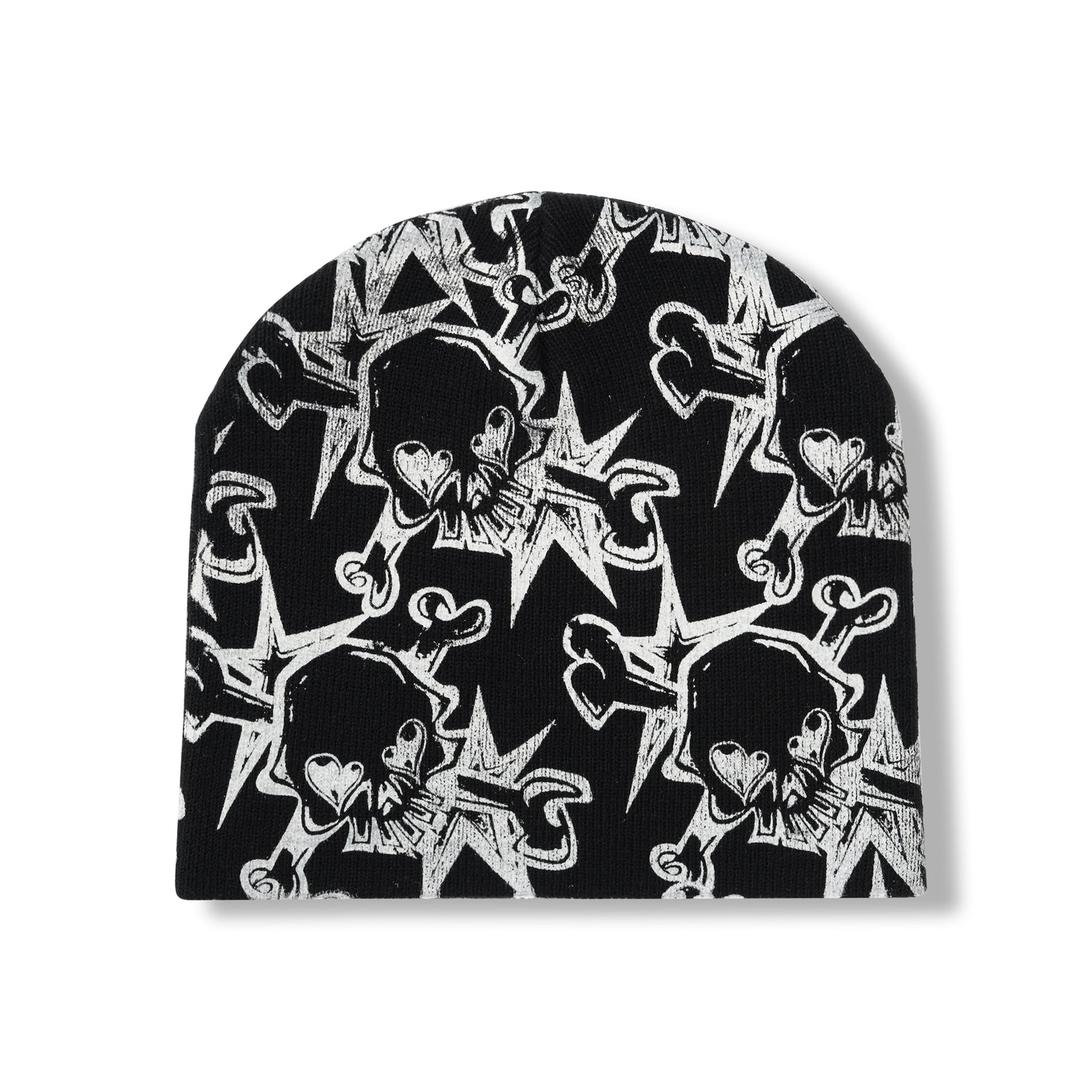 Skullstar AOP Beanie, Black / White