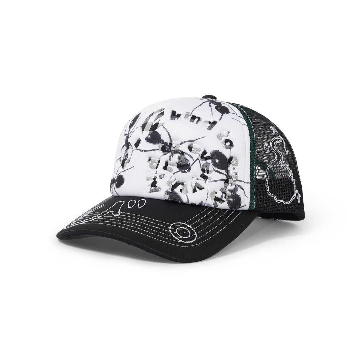 b.i Foam Trucker Hat, Black Satin / Ants