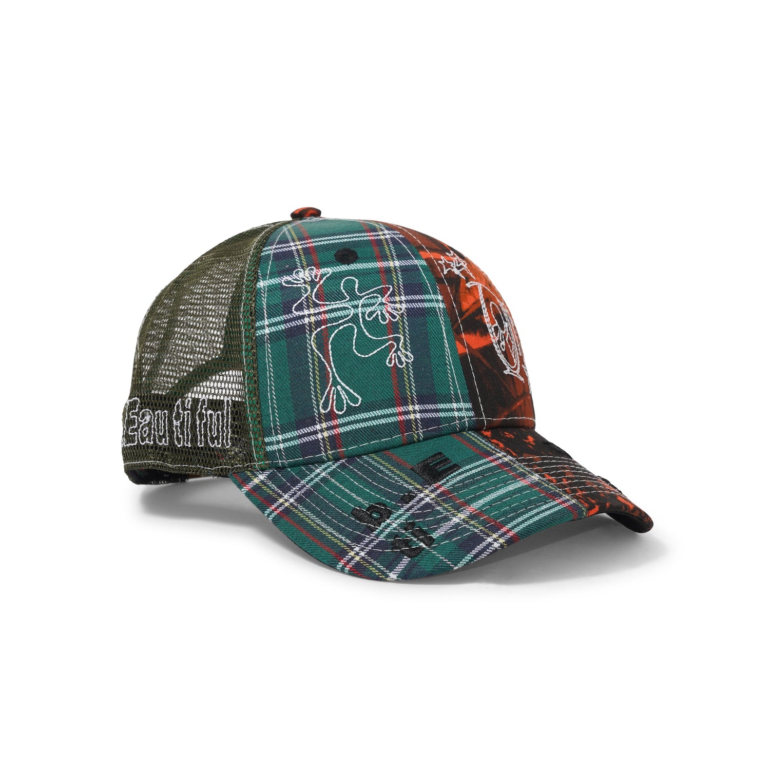 Biyu Hat, Fire Camo / Green Plaid