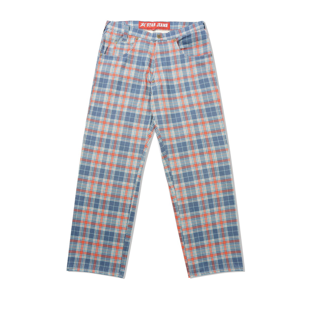C-Star Plaid Denim Pants, Baby Blue