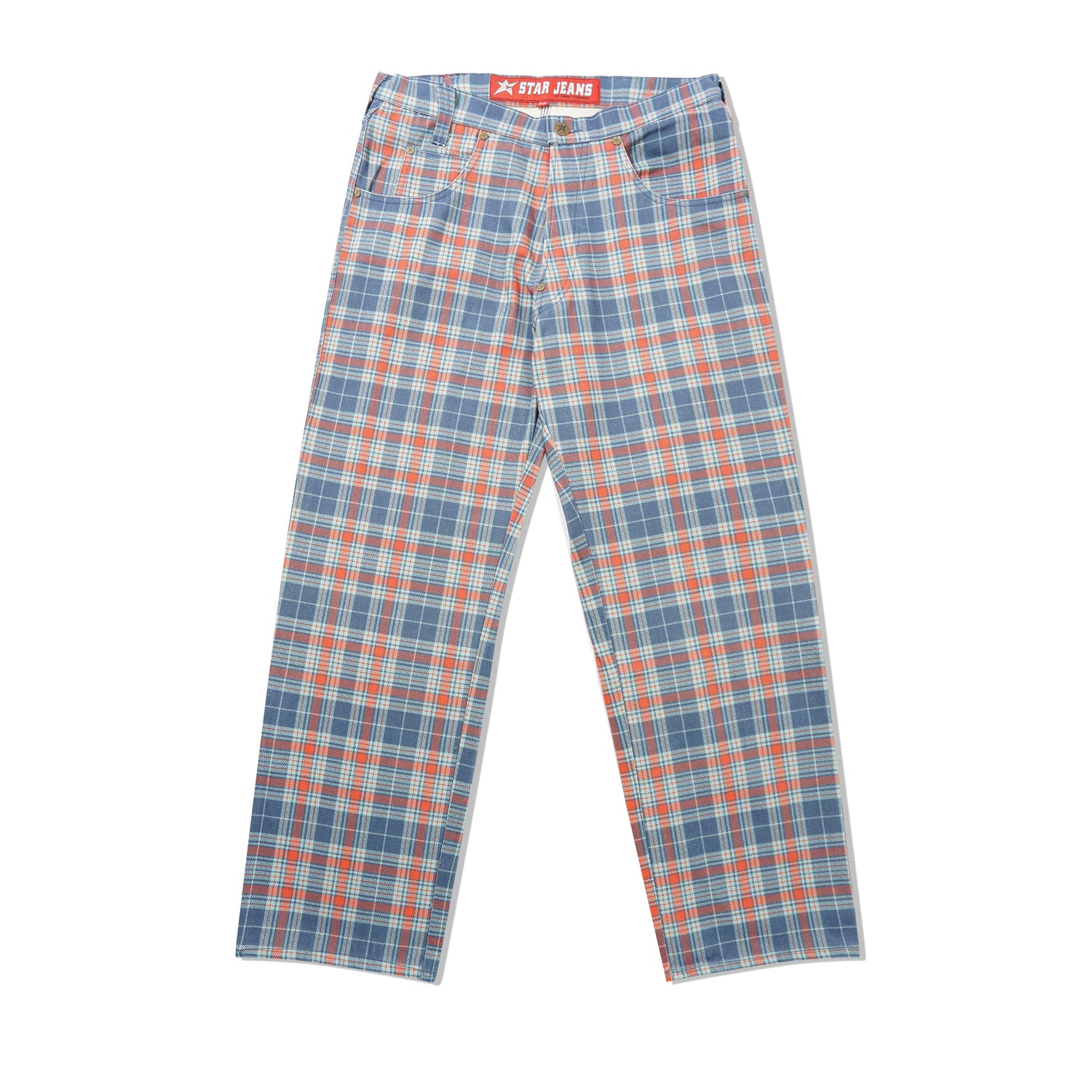 C-Star Plaid Denim Pants, Baby Blue