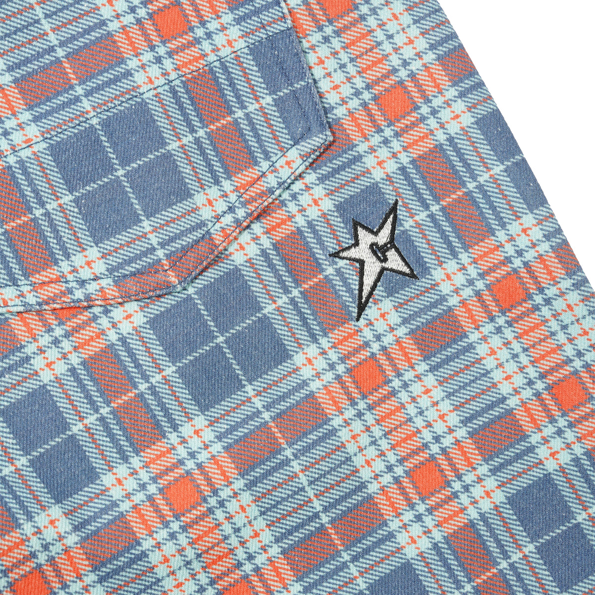 C-Star Plaid Denim Pants, Baby Blue