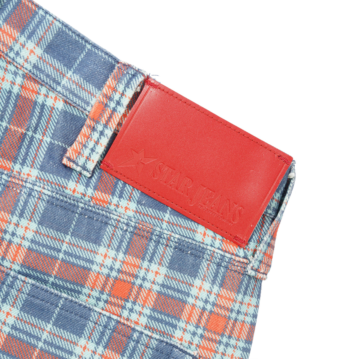 C-Star Plaid Denim Pants, Baby Blue