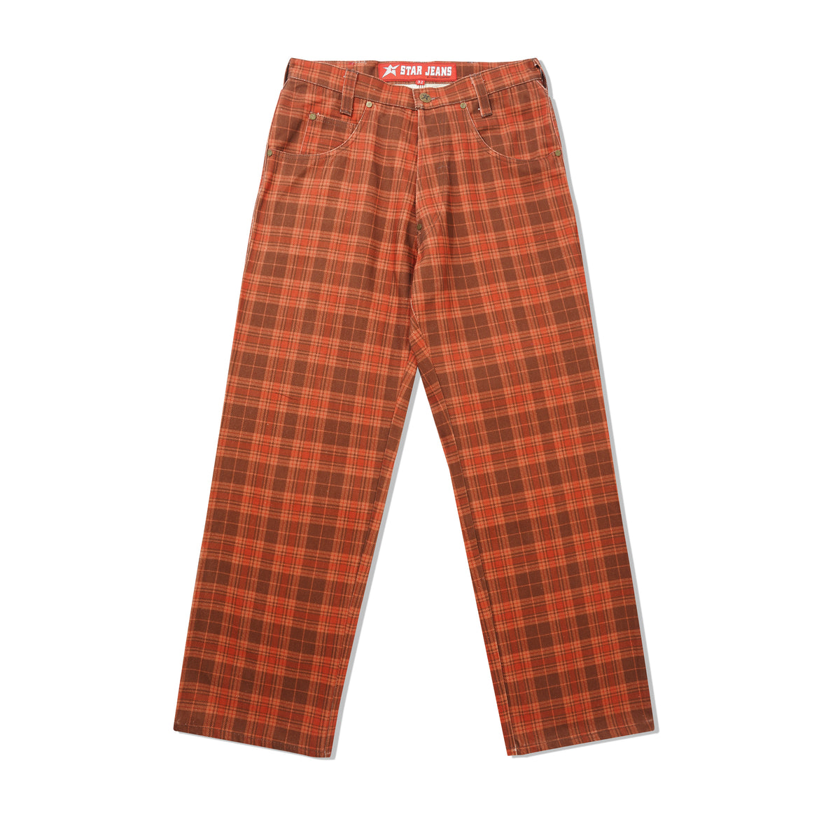 C-Star Plaid Denim Pants, Brown