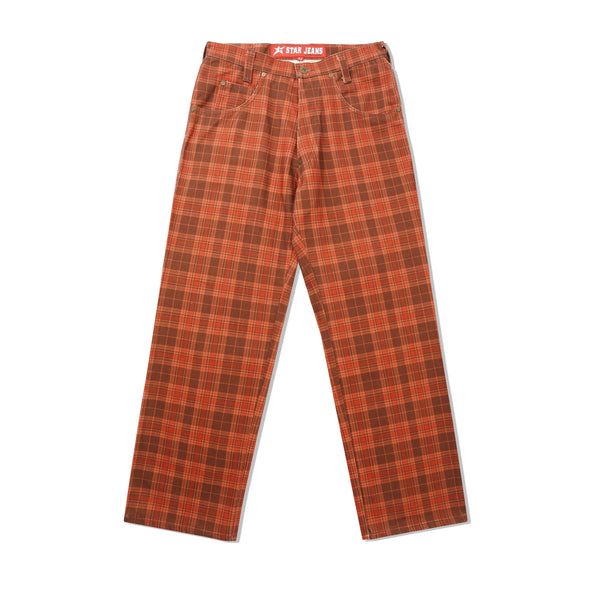 Carpet Company C-Star Plaid Denim Pants, Brown