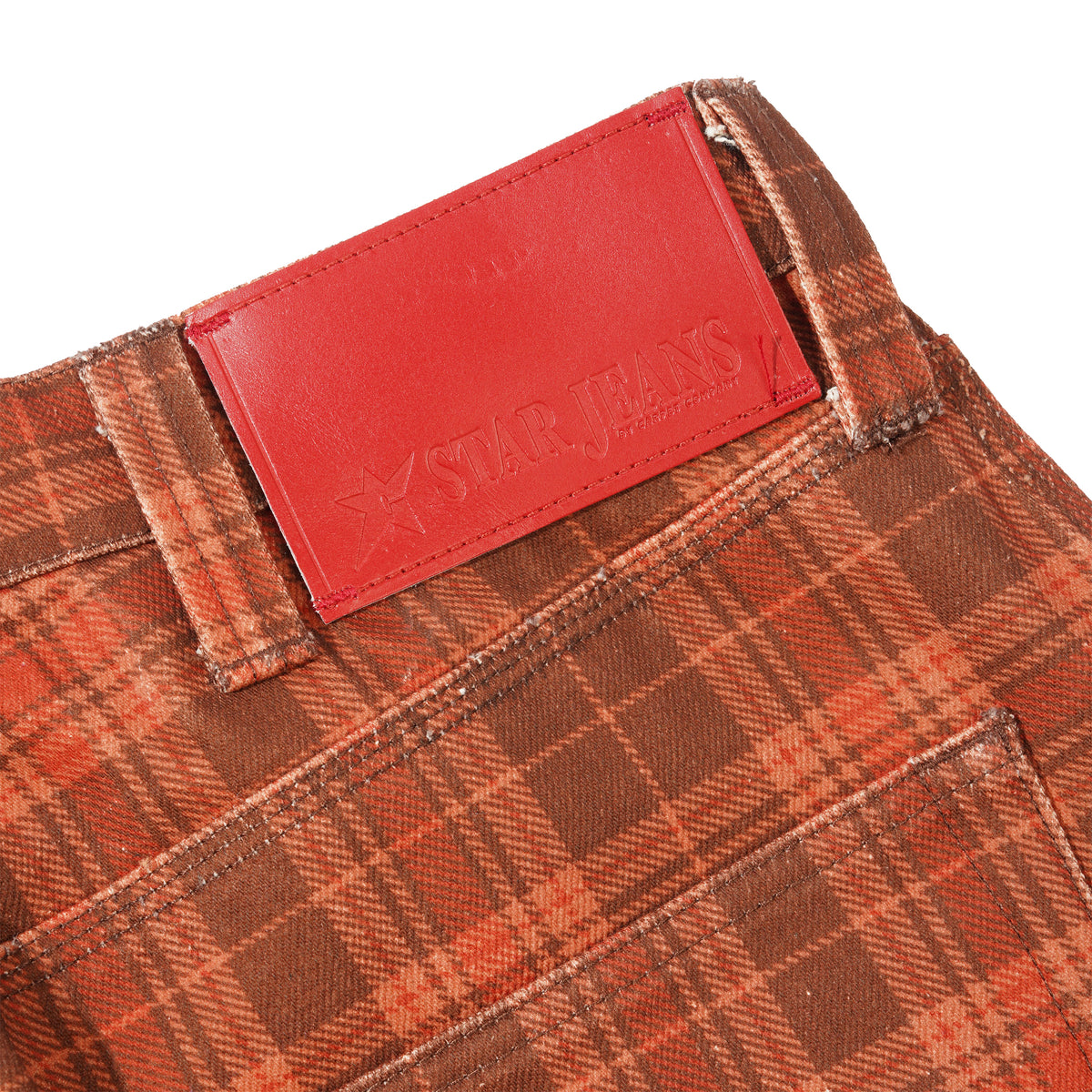C-Star Plaid Denim Pants, Brown
