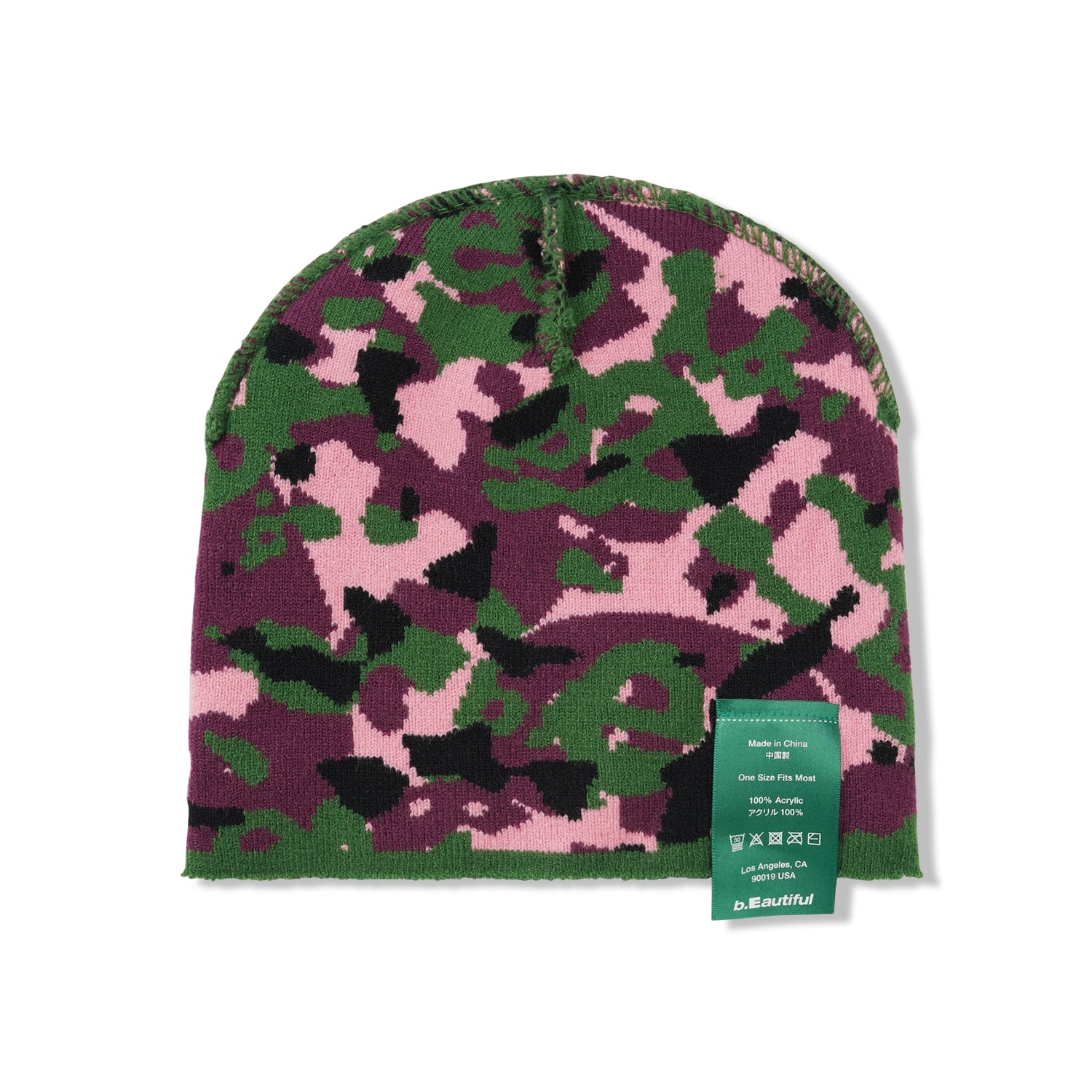 b.e Camo Beanie, Purple / Green