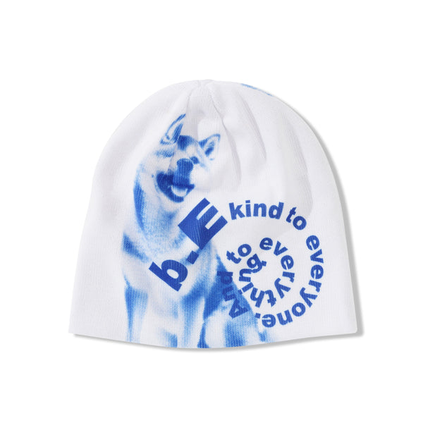 b.Eautiful Shiba Beanie, White / Blue