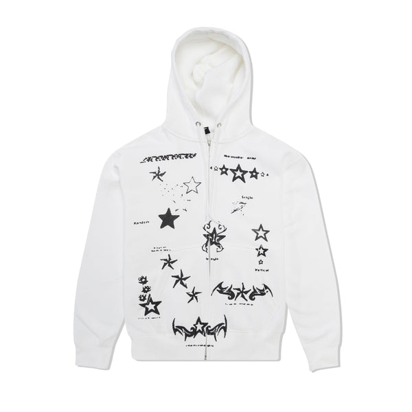 Late Nite Stars Flash Zip Up Hood, White