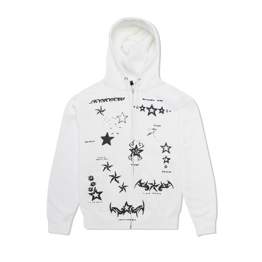 Flash Zip Up Hood, White
