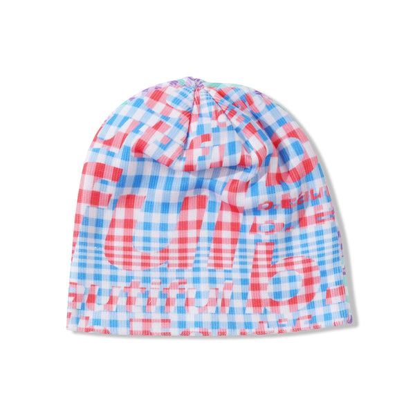 b.Eautiful Mix Checker Beanie, Purple / Blue