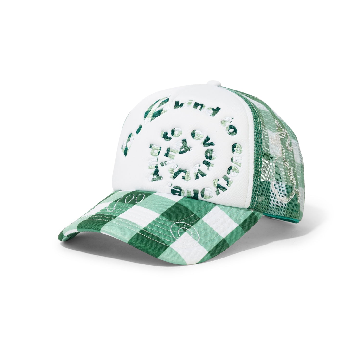 b.i Foam Trucker Hat, Green Checker
