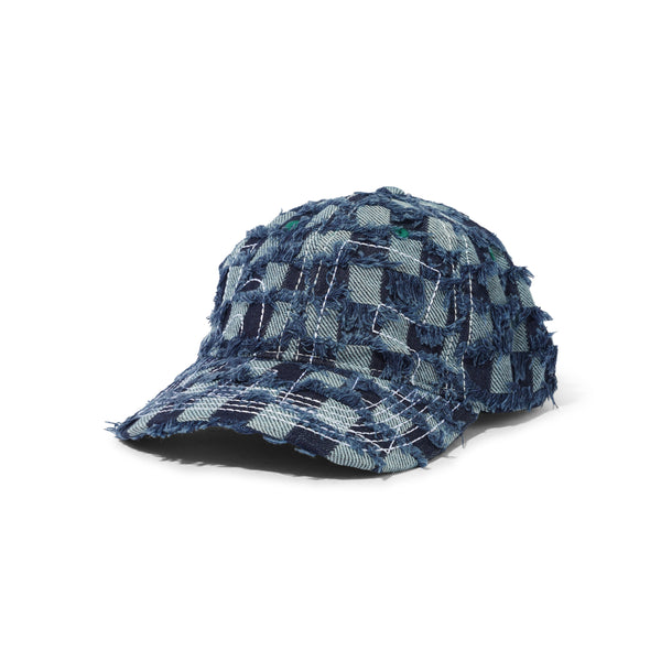 b.Eautiful Vapor 6 Panel Hat, Navy Checker Denim