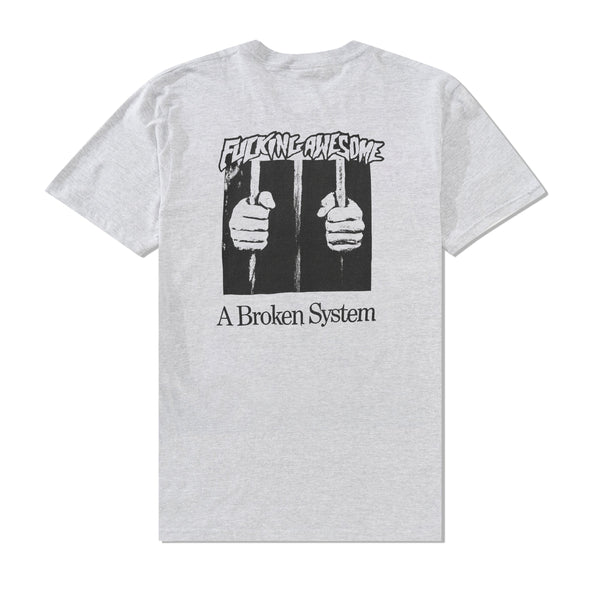 Fucking Awesome A Broken System Tee, Heather Grey