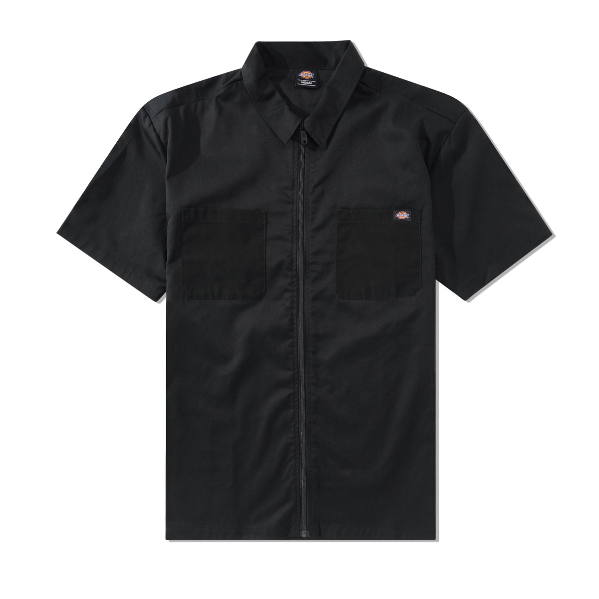 Short Sleeve Zip-Through Workshirt, Black